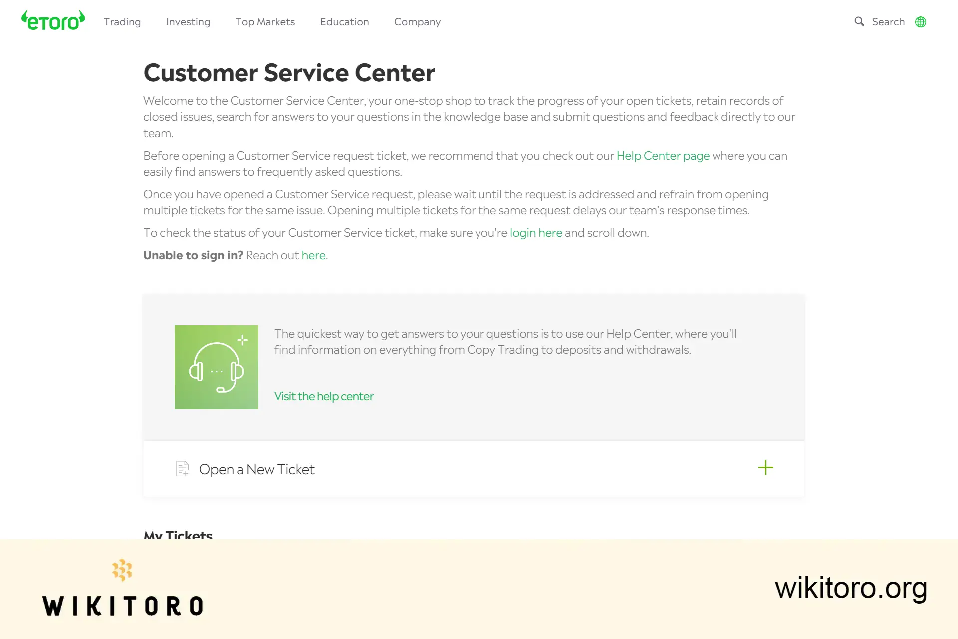 Centrum služeb zákazníkům eToro